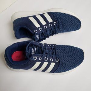 Adidas Neo Cloudfoam QT Racer Running Sneaker Shoes White & Blue Women Size 6.5